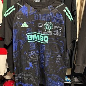 adidas Black Jersey with Teal and Blue Graphic Accents